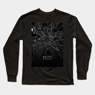 Berlin Germany City Map dark Long Sleeve T-Shirt